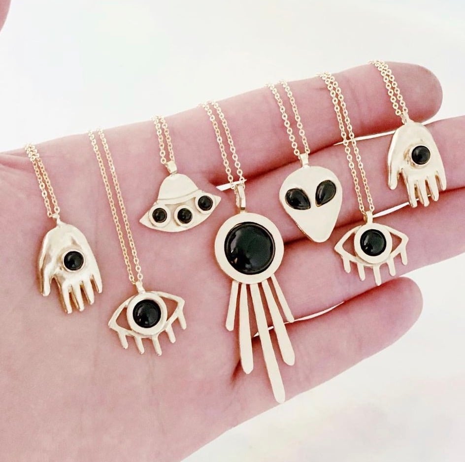 Image of UFO Necklace with Black Onyx