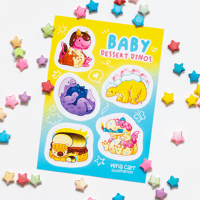 Baby Dessert Dino Sticker Sheet | Cute Dinosaur Vinyl Decals