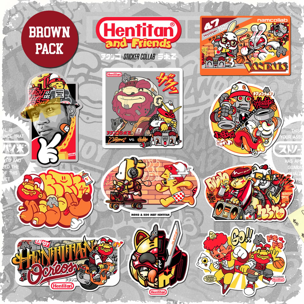 HENTITAN AND FRIENDS - BROWN STICKER PACK