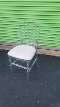 Image 4 of Adult ghost  chair  / Clear chair +  White Cushion 