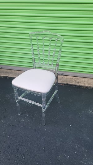 Image of Adult ghost  chair  / Clear chair +  White Cushion 