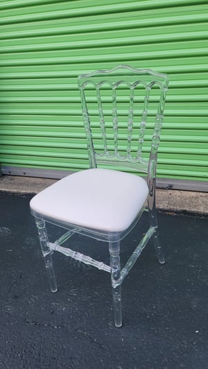 Image of Adult ghost  chair  / Clear chair +  White Cushion 