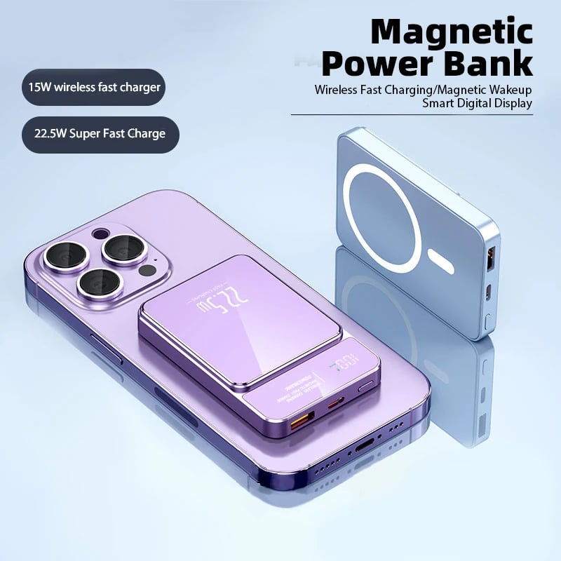 MSL 50000mAh Power Bank - Magnetic Qi Wireless Charger, 22.5W Fast Charging for iPhone, Samsung