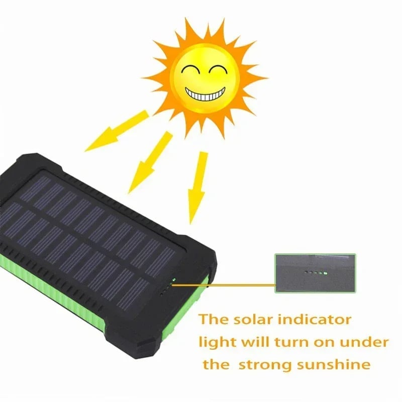 200000mAh Portable Solar Power Bank - Fast Charging, Waterproof with SOS Flashlight