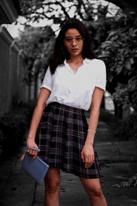 Image 1 of Dark Academia - Black Plaid Skater Skirt