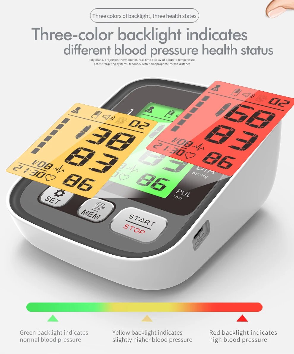 Digital LCD Blood Pressure Monitor - Heart Rate, Large Cuff, Portable