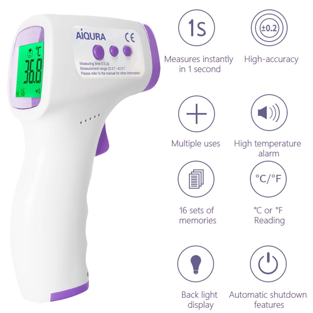 Digital Infrared Forehead Thermometer - Non-Contact, Medical for Baby & Adults