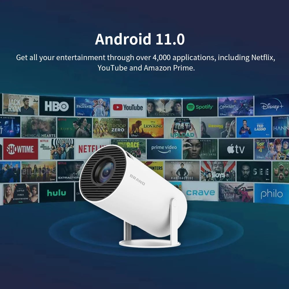 MSL Mini Projector 4K 1080P Support, Portable Projector WiFi6 BT 5.0 Android 11