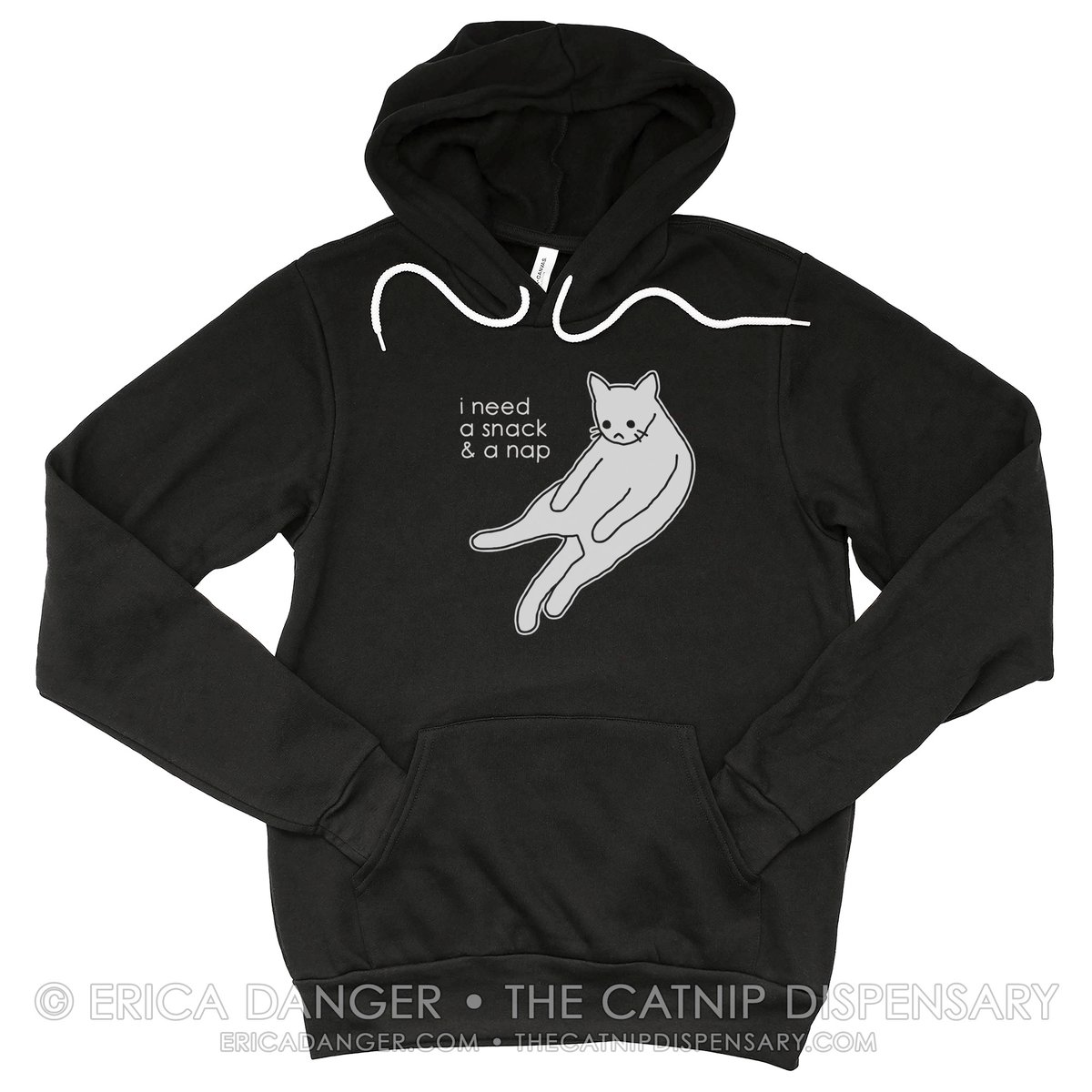 I Need a Snack and a Nap Hoodie, featuring Anxiety Cat The Catnip