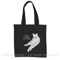 I Need a Snack and a Nap Tote Bag, featuring Anxiety Cat