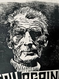 Image 2 of Samuel Beckett. Hand Made. Original A3 linocut print.