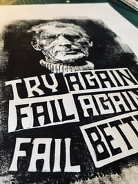 Image 3 of Samuel Beckett. Hand Made. Original A3 linocut print.