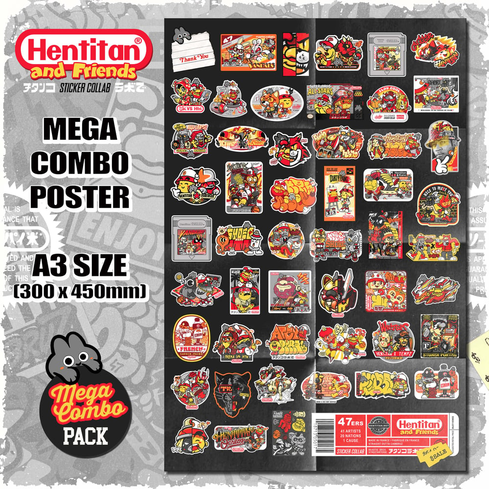 HENTITAN AND FRIENDS - MEGA COMBO STICKER PACK