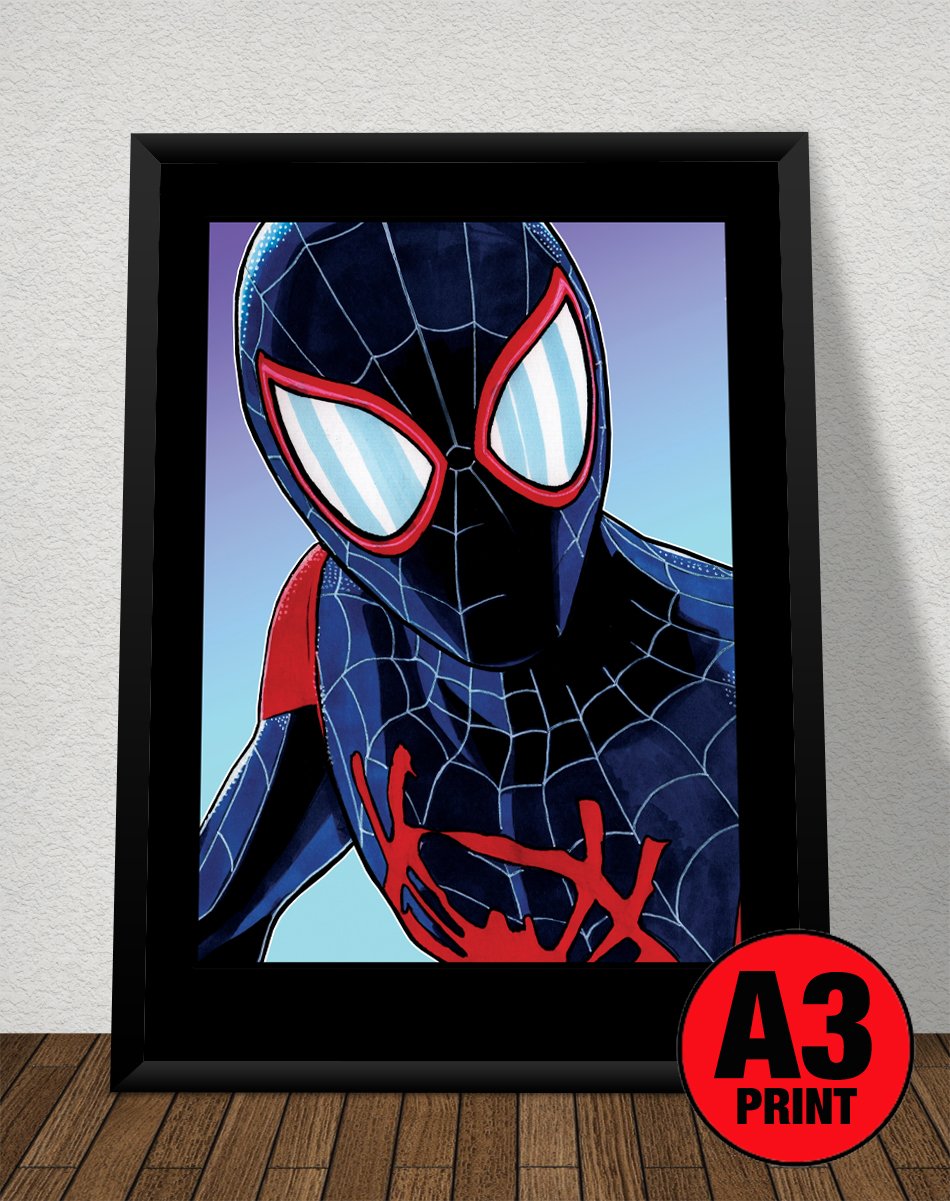 Spider-Man 'Miles Morales' A3 Print (16' x 12') Comic Style Illustration