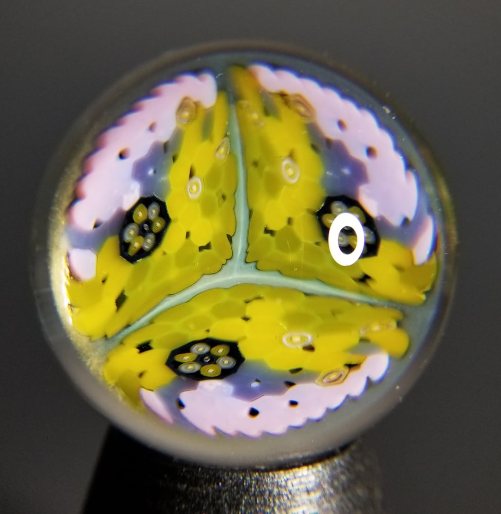 Image of 39mm UV marble with Rasta Checkerboard and Peyote Hills milli