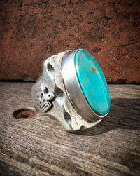 Image 2 of WL&A Handmade Royston Blue Thunderbird Signet Ring - Size 8