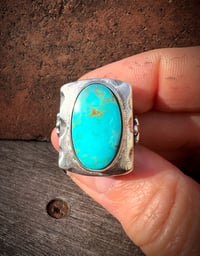 Image 4 of WL&A Handmade Royston Blue Thunderbird Signet Ring - Size 8