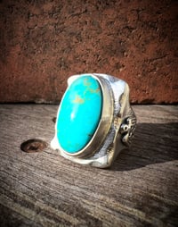 Image 1 of WL&A Handmade Royston Blue Thunderbird Signet Ring - Size 8