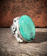 Image 2 of WL&A Handmade Carico Aqua Mint Thunderbird Signet Ring - Size 10