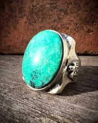 Image 1 of WL&A Handmade Carico Aqua Mint Thunderbird Signet Ring - Size 10