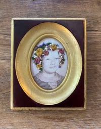 Image 1 of Little four eyes- vintage embroidered photograph- FRAMED