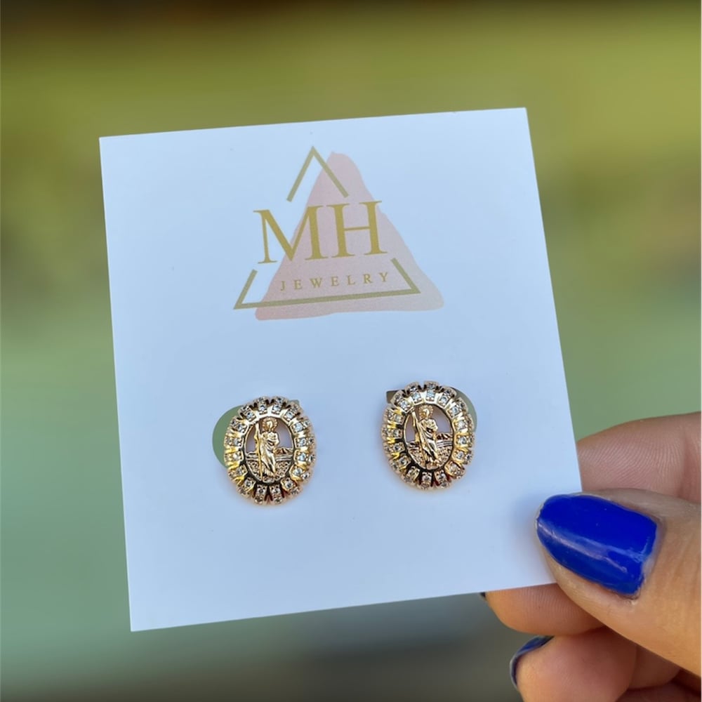 San Judas Tadeo stud earrings