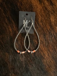 Image 1 of Large 3mm Sterling Sterling Silver Pearl & Spiny Hoops