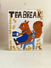 Image 1 of original painting-Squirrel tea break 