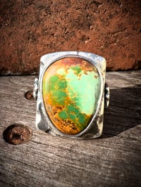 Image 2 of WL&A Handmade Royston Earthy Green Thunderbird Signet Ring - Size 10.5