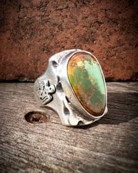 Image 3 of WL&A Handmade Royston Earthy Green Thunderbird Signet Ring - Size 10.5