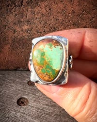 Image 4 of WL&A Handmade Royston Earthy Green Thunderbird Signet Ring - Size 10.5