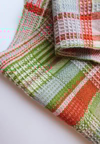 Image 3 of Lambswool Scarf Waffle/ Twill Woven
