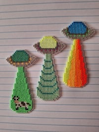 Image 5 of Stitched Bookmarks - Teacups, Bookshelves, Mermaid Tails, UFOs, and Sundry