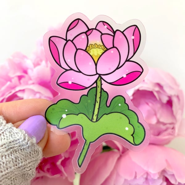 Image of CLEAR Lotus Flower STICKER