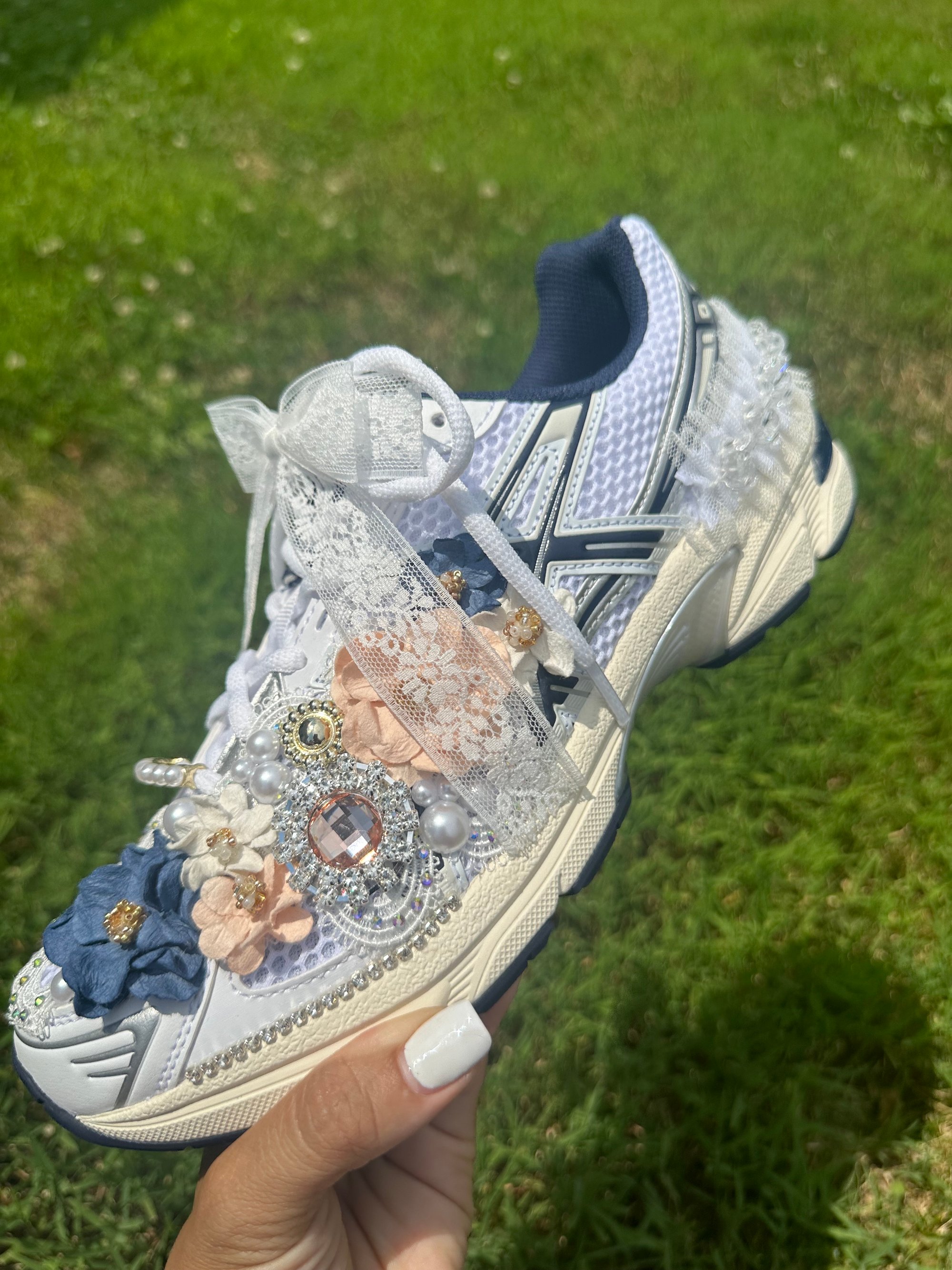 Bling Pearl and Lace Custom ASICS High Class Girlz