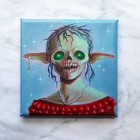 ON SALE (was $385) "What a Ghoul Believes" original 6x6 inch acrylic painting