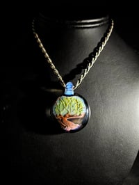 Image 1 of Bonsai tree pendant backed with galaxy, moonstone bale.