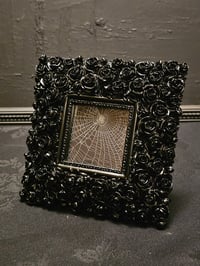 Image 2 of Very ornate chunky rose framed preserved spider web A