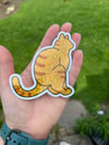 Orange Tabby Cat Pooper Sticker (Large) - 🌈 Glitter