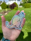 White/Grey Cat Pooper Sticker (Large) - 🌈 Glitter