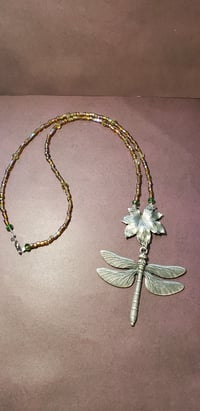 Image 1 of Dragonfly and Leaf Necklace