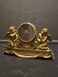 Image 2 of Golden Cherub real spider web frame ornament 