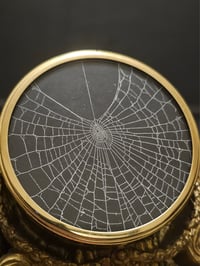 Image 6 of Golden Cherub real spider web frame ornament 