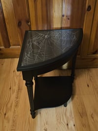 Image 2 of Beautiful Preserved Spider Web Glass topped corner Table