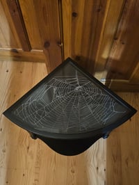 Image 3 of Beautiful Preserved Spider Web Glass topped corner Table