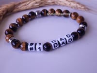 Image 1 of #1 Dad  Bracelet/Gemstone Stretch Bracelet
