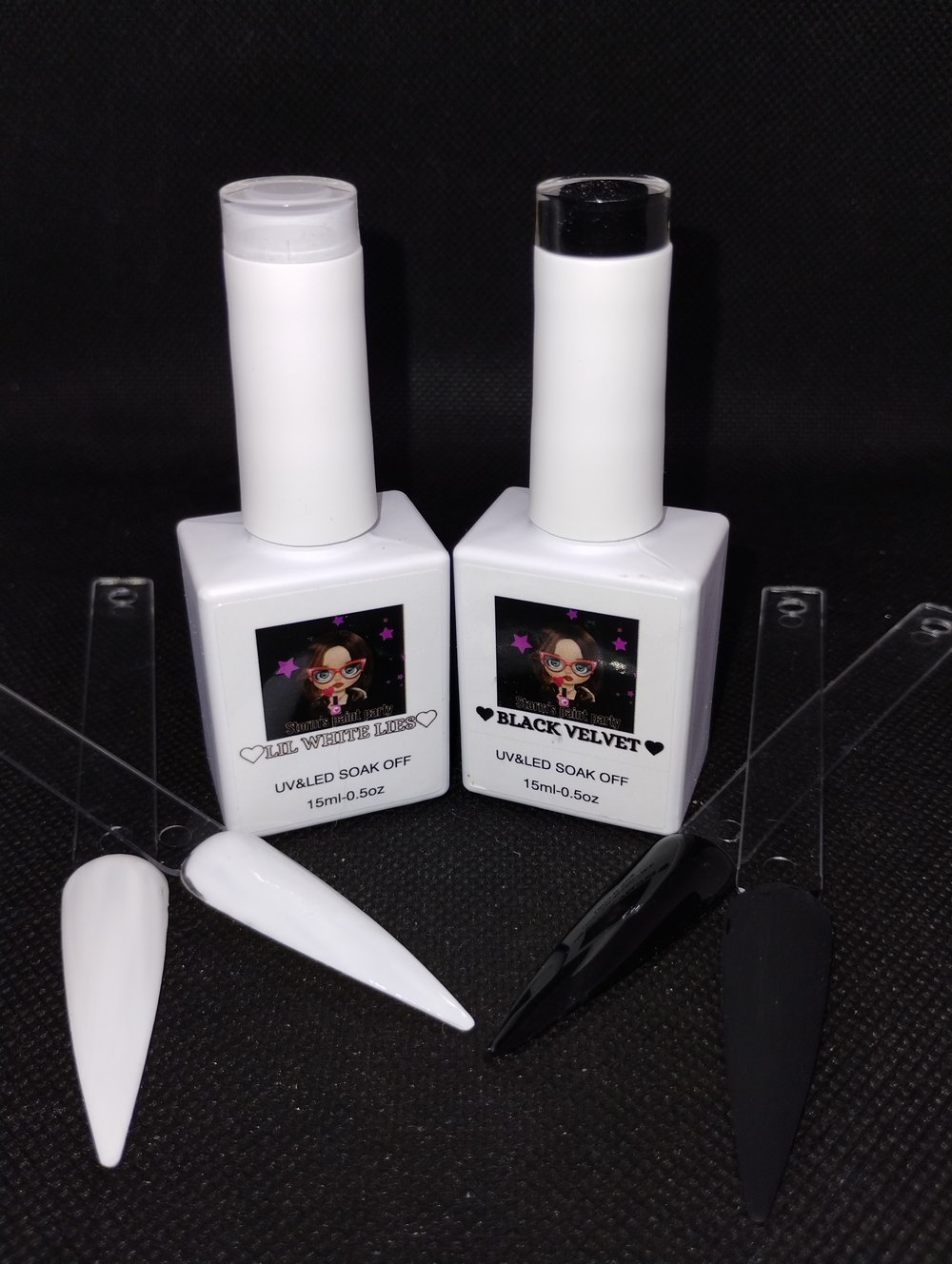 Image of Lil white lies & Black velvet uv gel polish DUO!