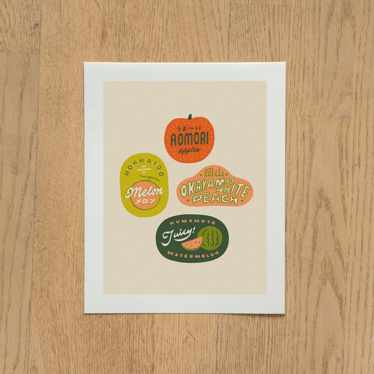 Japanese Fruit Label Print