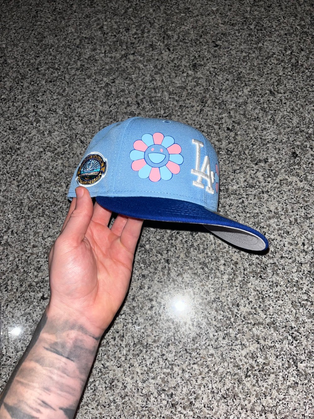 Image of TRI TONE BLUE LA DODGERS CUSTOM FITTED CAP