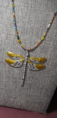 Image 2 of Yellow Dragonfly Beaded Necklace